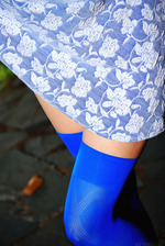 Dressed in electric blue stockings 01