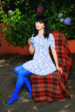 Dressed in electric blue stockings 05