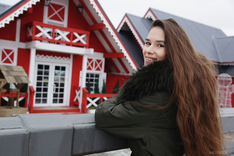 Take a trip to a winter wonderland with stunning Leona Mia, then feel the temperature soar as she takes off her cozy sweater to  5