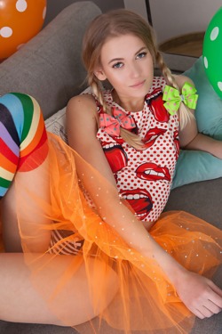 Cute babe playing alone